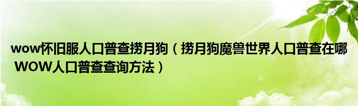 wow怀旧服人口普查捞月狗（捞月狗魔兽世界人口普查在哪 WOW人口普查查询方法）