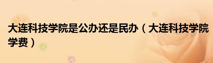 大连科技学院是公办还是民办（大连科技学院学费）