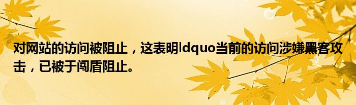 对网站的访问被阻止，这表明ldquo当前的访问涉嫌黑客攻击，已被于闯盾阻止。