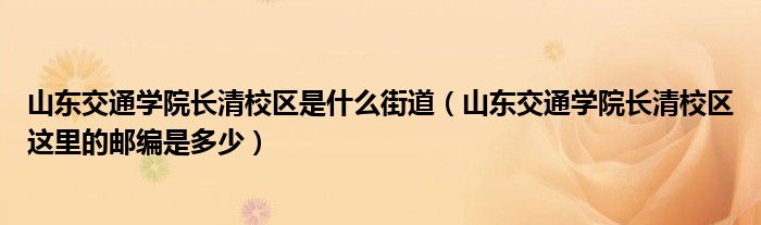 山东交通学院长清校区是什么街道（山东交通学院长清校区这里的邮编是多少）