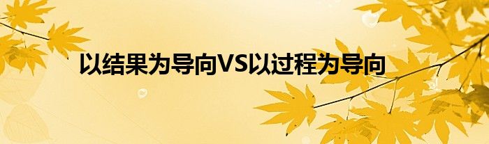 以结果为导向VS以过程为导向