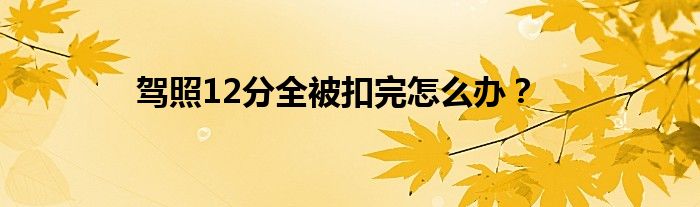 驾照12分全被扣完怎么办？