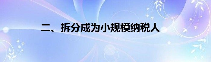 二、拆分成为小规模纳税人