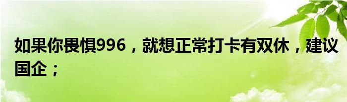 如果你畏惧996，就想正常打卡有双休，建议国企；