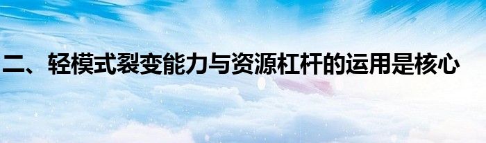 二、轻模式裂变能力与资源杠杆的运用是核心