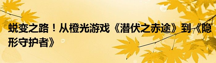 蜕变之路！从橙光游戏《潜伏之赤途》到《隐形守护者》