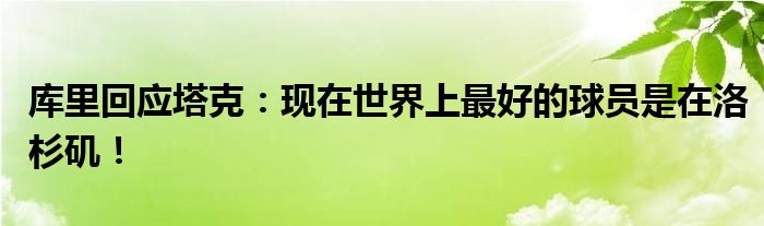 库里回应塔克：现在世界上最好的球员是在洛杉矶！