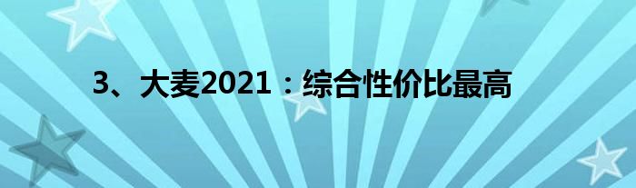 3、大麦2021：综合性价比最高