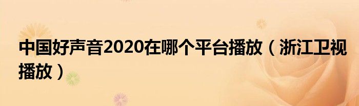 中国好声音2020在哪个平台播放（浙江卫视播放）