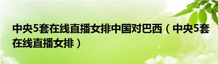 中央五体育频道实时在线直播