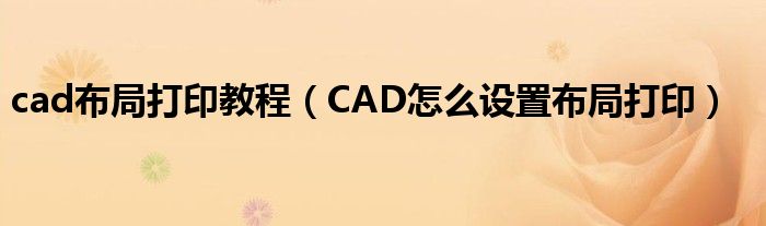 cad布局打印教程（CAD怎么设置布局打印）