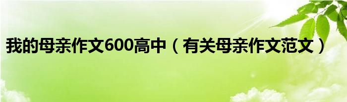 我的母亲作文600高中（有关母亲作文范文）