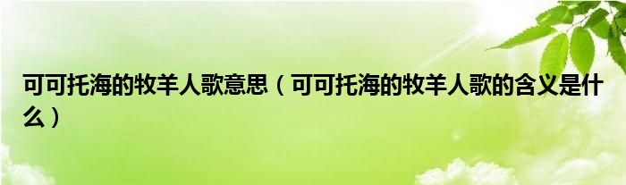 可可托海的牧羊人歌意思（可可托海的牧羊人歌的含义是什么）