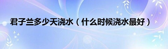 君子兰多少天浇水（什么时候浇水最好）