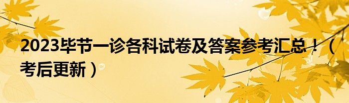 2023毕节一诊各科试卷及答案参考汇总！（考后更新）