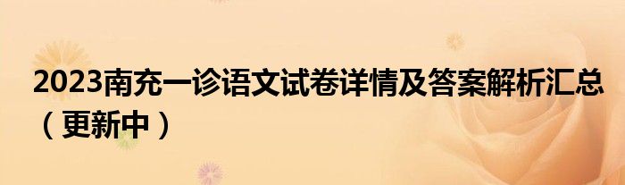 2023南充一诊语文试卷详情及答案解析汇总（更新中）