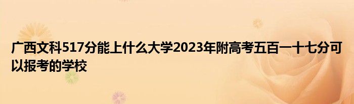 广西文科517分能上什么大学2023年附高考五百一十七分可以报考的学校