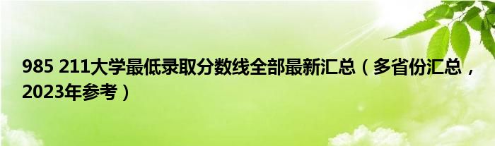 985 211大学最低录取分数线全部最新汇总（多省份汇总，2023年参考）