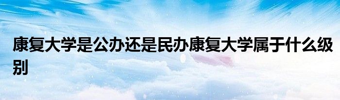 康复大学是公办还是民办康复大学属于什么级别