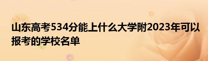 山东高考534分能上什么大学附2023年可以报考的学校名单