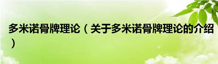 多米诺骨牌理论（关于多米诺骨牌理论的介绍）