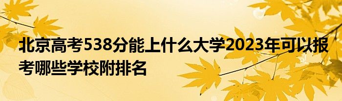 北京高考538分能上什么大学2023年可以报考哪些学校附排名