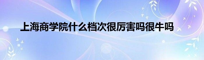 上海商学院什么档次很厉害吗很牛吗