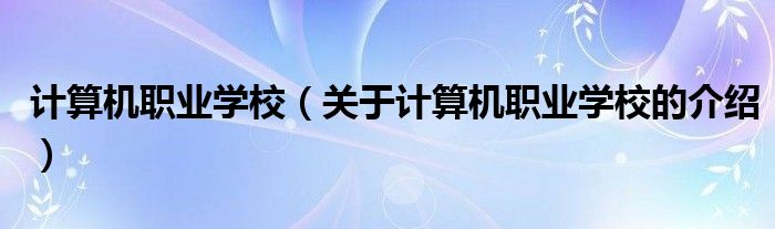 计算机职业学校（关于计算机职业学校的介绍）