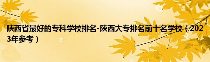 陕西省最好的专科学校排名-陕西大专排名前十名学校（2023年参考）