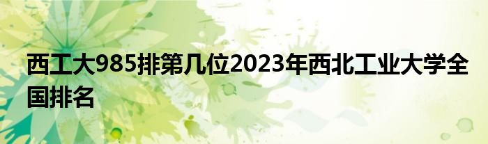 西工大985排第几位2023年西北工业大学全国排名