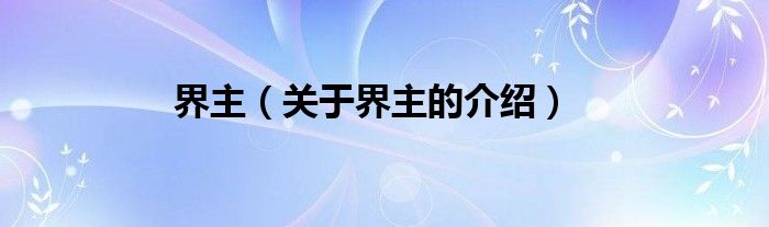 界主（关于界主的介绍）