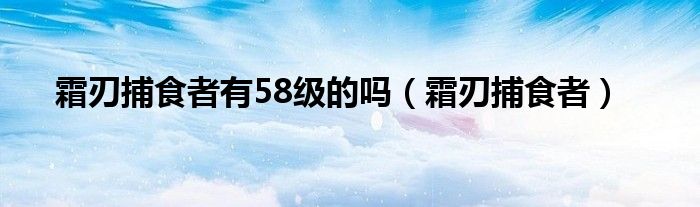 霜刃捕食者有58级的吗（霜刃捕食者）