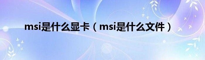 msi是什么显卡（msi是什么文件）