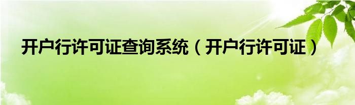 开户行许可证查询系统（开户行许可证）