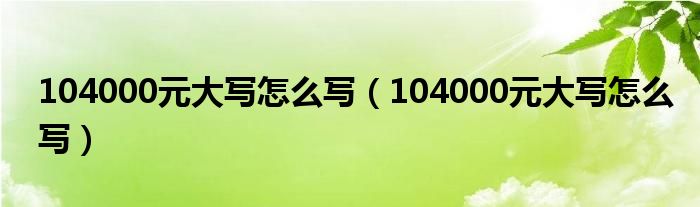 104000元大写怎么写（104000元大写怎么写）