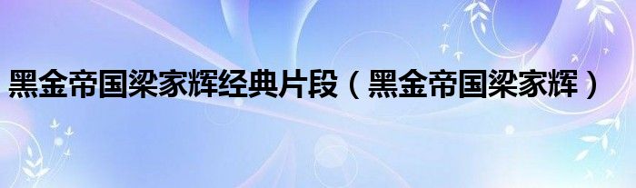 黑金帝国梁家辉经典片段（黑金帝国梁家辉）