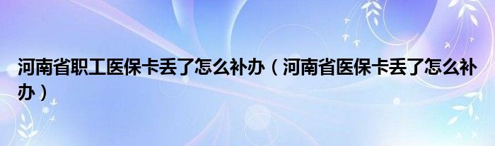 河南省职工医保卡丢了怎么补办（河南省医保卡丢了怎么补办）