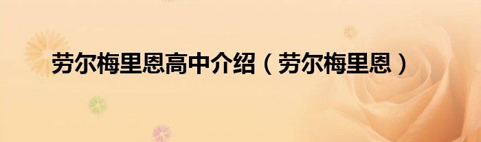 劳尔梅里恩高中介绍（劳尔梅里恩）