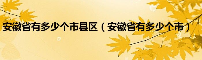 安徽省有多少个市县区（安徽省有多少个市）