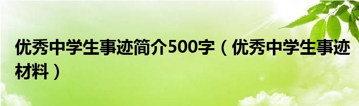 优秀中学生事迹简介500字（优秀中学生事迹材料）