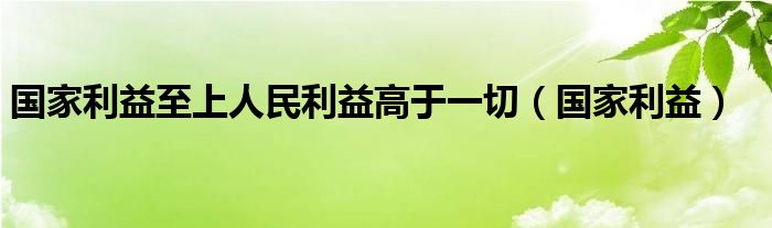 国家利益至上人民利益高于一切（国家利益）