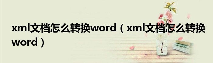 xml文档怎么转换word（xml文档怎么转换word）