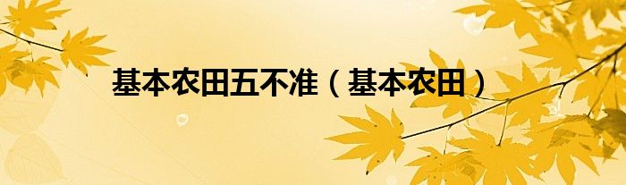 基本农田五不准（基本农田）