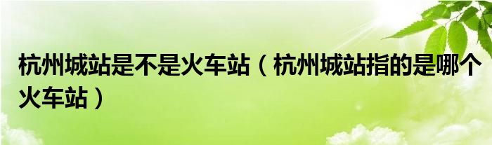 杭州城站是不是火车站（杭州城站指的是哪个火车站）