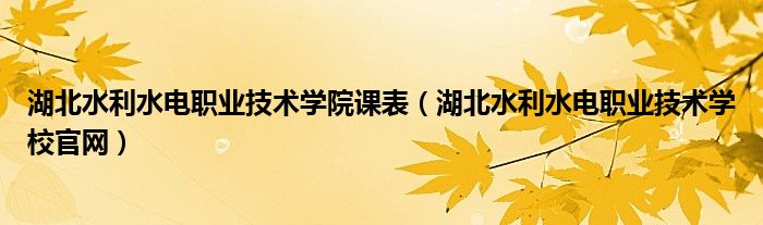 湖北水利水电职业技术学院课表（湖北水利水电职业技术学校官网）