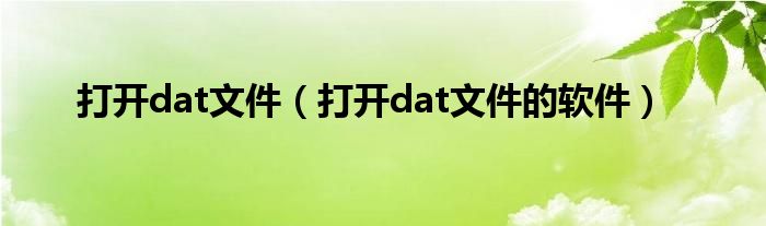 打开dat文件（打开dat文件的软件）