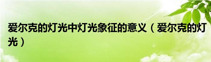 爱尔克的灯光中灯光象征的意义（爱尔克的灯光）