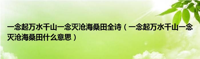 一念起万水千山一念灭沧海桑田全诗（一念起万水千山一念灭沧海桑田什么意思）