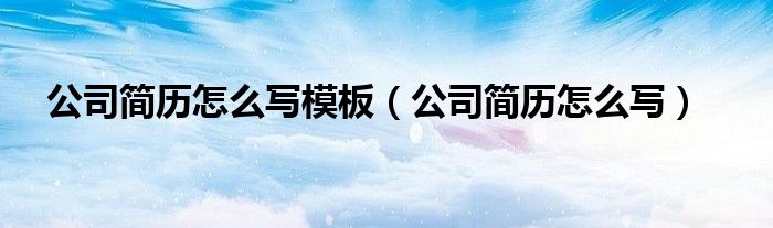 公司简历怎么写模板（公司简历怎么写）