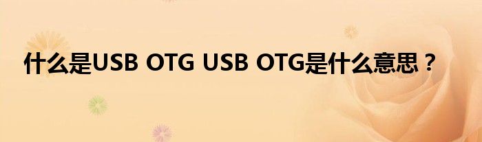 什么是USB OTG USB OTG是什么意思？